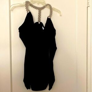 Venus black and silver cold shoulder top size: XS